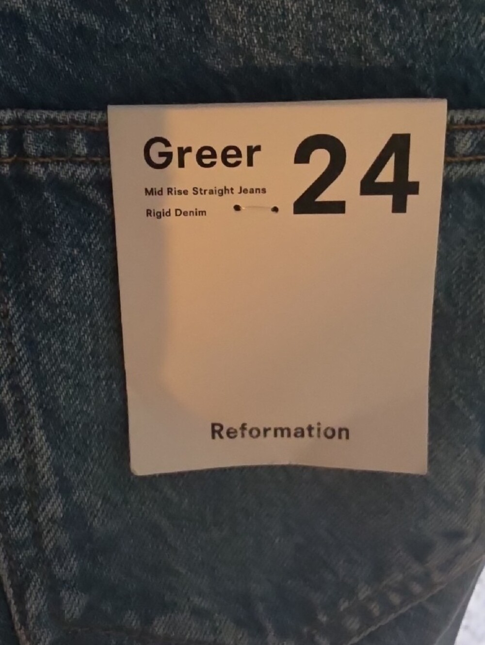 REFORMATION Greer Mid Rise Straight Jeans Size 24 - Picture 4 of 6